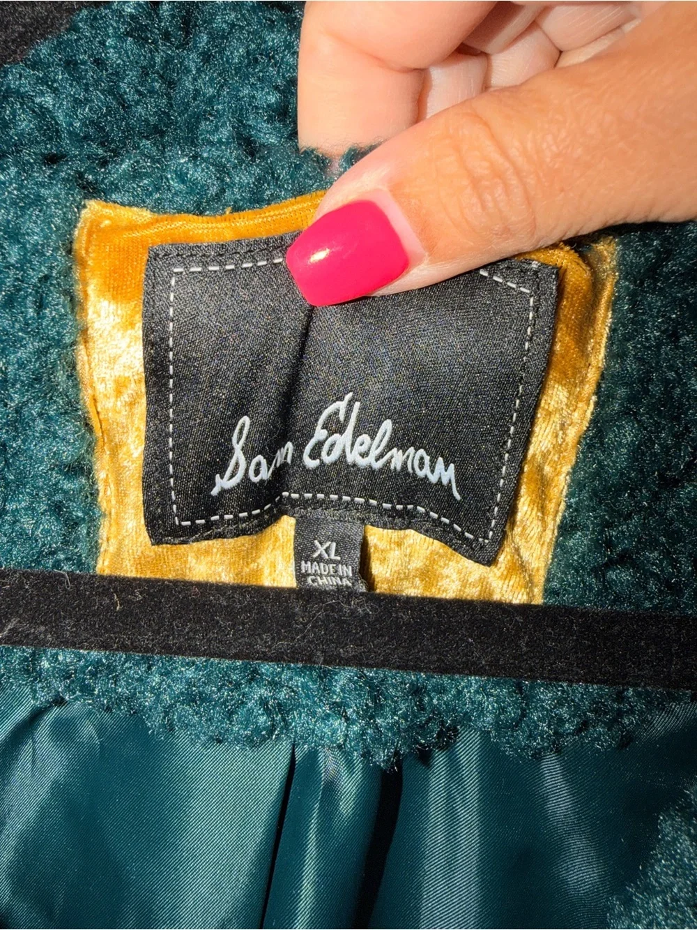 Sam Edelman Teal Faux Shearling Teddy Coat